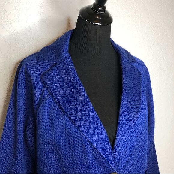 Anthropologie blue chevron textured button front blazer size 12 - Picture 4 of 16